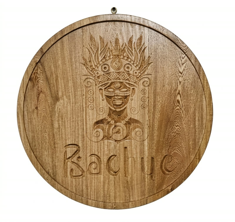 Grabado CNC personalizado de Bachue sobre tabla redonda decorativa